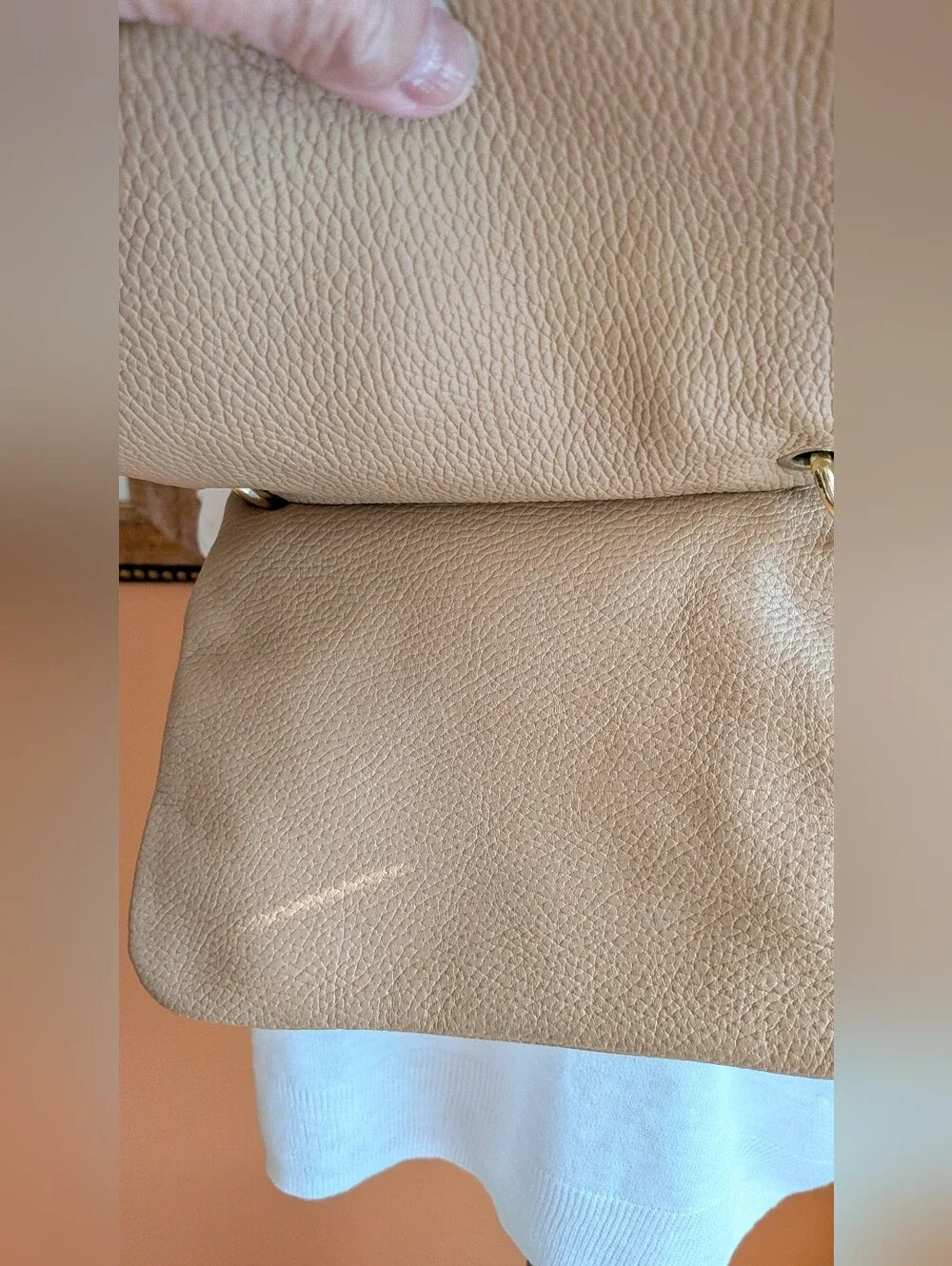 Debbie Katz Womens Beige Leather Crossbody Bag - Neutral Everyday Style